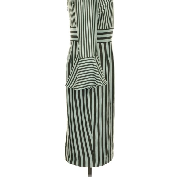 NWT Eva Mendes for New York & Company green stripe retro dress, Size 2 - Picture 6 of 7